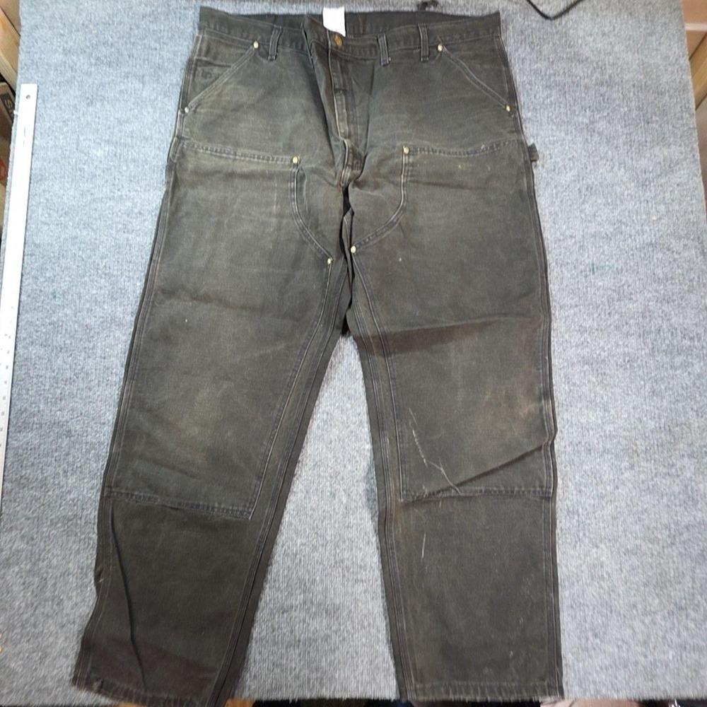 Carhartt B01 Pants Mens 36x34 Black Canvas Double Front Carpenter Workwear USA